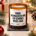 FROHE WEIHNACHTEN UND EIN SCHÖNES NEUES JAHR – Weihnachtskerze Naturgras Etikett | Weihnachtsgeschenk | Geschenk für Familie, Freunde & Kolleg:innen