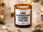 FROHE WEIHNACHTEN UND EIN SCHÖNES NEUES JAHR – Weihnachtskerze Naturgras Etikett | Weihnachtsgeschenk | Geschenk für Familie, Freunde & Kolleg:innen