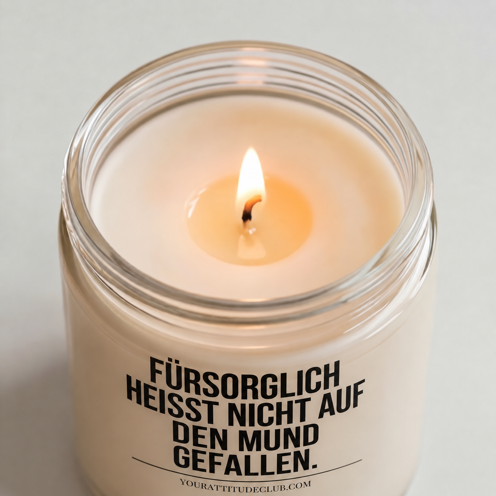 FÜRSORGLICH HEISST NICHT AUF DEN MUND GEFALLEN. | Kerze Pflegefachkraft, Geschenk Pflege, Krankenschwester, Pfleger, Pflegepersonal