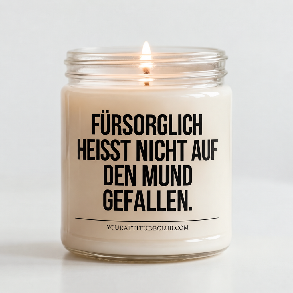 FÜRSORGLICH HEISST NICHT AUF DEN MUND GEFALLEN. | Kerze Pflegefachkraft, Geschenk Pflege, Krankenschwester, Pfleger, Pflegepersonal