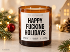 HAPPY FUCKING HOLIDAYS – Weihnachtskerze | lustiges Weihnachtsgeschenk | Geschenk für Freunde, Kolleg:innen & Familie | Geschenkidee Weihnachten