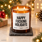 HAPPY FUCKING HOLIDAYS – Weihnachtskerze | lustiges Weihnachtsgeschenk | Geschenk für Freunde, Kolleg:innen & Familie | Geschenkidee Weihnachten