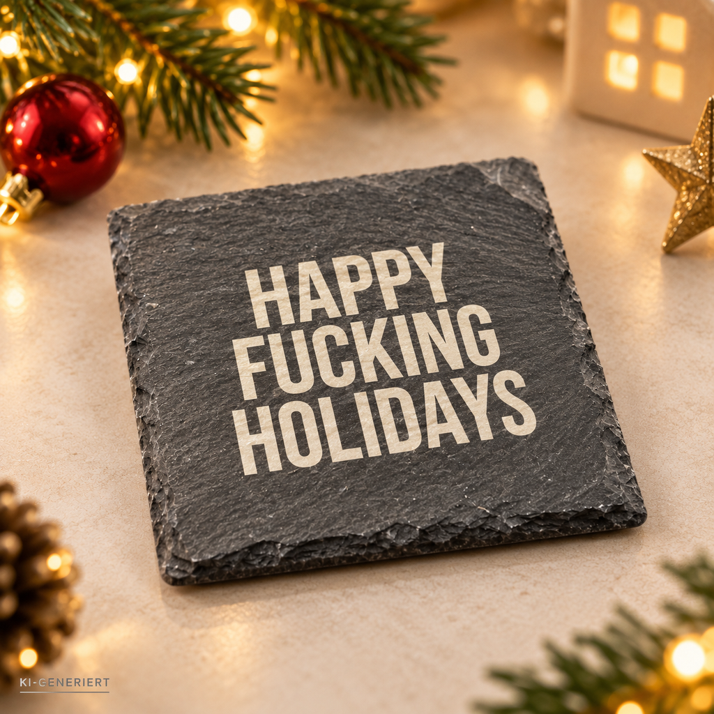 HAPPY FUCKING HOLIDAYS – Weihnachtskerze Naturgras Etikett | Lustiges Weihnachtsgeschenk | Geschenk für Freunde, Kolleg:innen & Wichteln