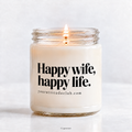 Happy wife, happy life. Lustige Spruchkerze, Geschenkidee für Ehefrau, Hochzeit, Jahrestag, Valentinstag, Handmade Candle aus Sojawachs von Your Attitude Club