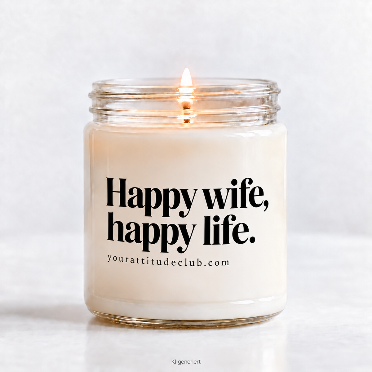 Happy wife, happy life. Lustige Spruchkerze, Geschenkidee für Ehefrau, Hochzeit, Jahrestag, Valentinstag, Handmade Candle aus Sojawachs von Your Attitude Club