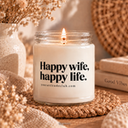 Happy wife, happy life. Lustige Spruchkerze, Geschenkidee für Ehefrau, Hochzeit, Jahrestag, Valentinstag, Handmade Candle aus Sojawachs von Your Attitude Club
