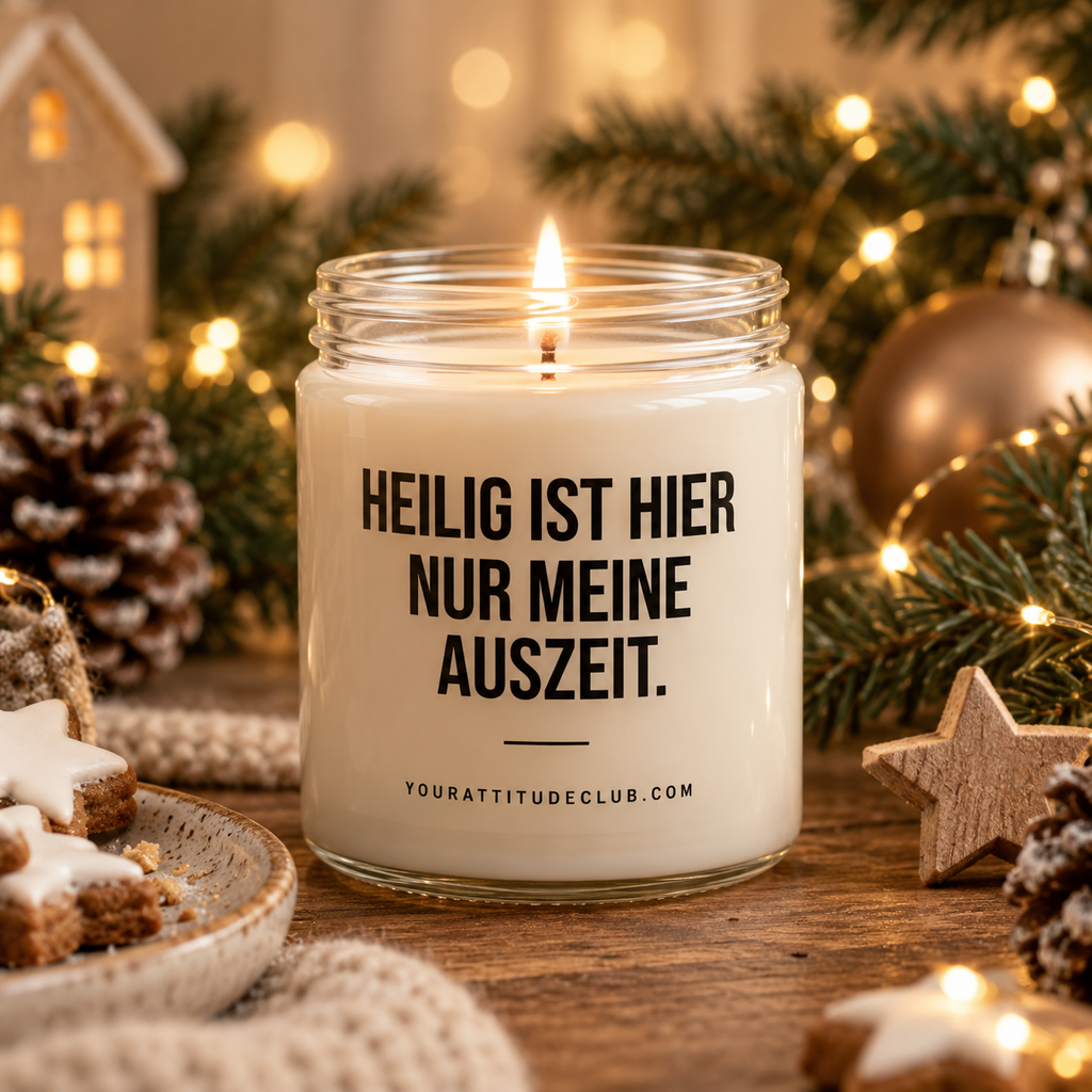 HEILIG IST HIER NUR MEINE AUSZEIT. | Weihnachtskerze, lustiges Weihnachtsgeschenk, Wichtelgeschenk, Geschenk für Freundin, Schwester, Kollegin