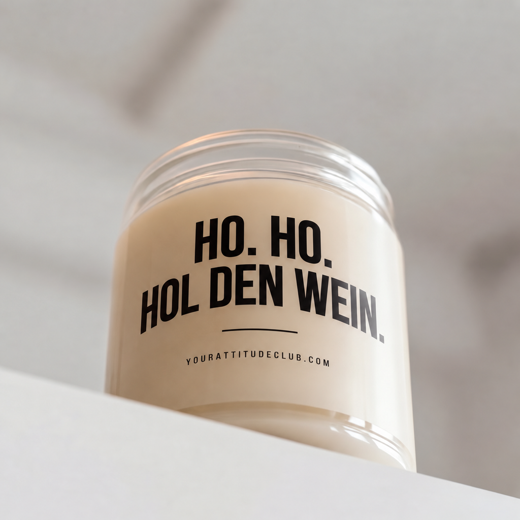HO. HO. HOL DEN WEIN. | Weihnachtskerze, lustiges Weihnachtsgeschenk, Wichtelgeschenk, Geschenk für Freundin, Kollegin, Schwester, Freunde