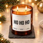 HO HO HO – Weihnachtskerze Naturgras Etikett | Weihnachtsgeschenk | Geschenk für Familie, Freunde & Kolleg:innen | Geschenkidee Weihnachten