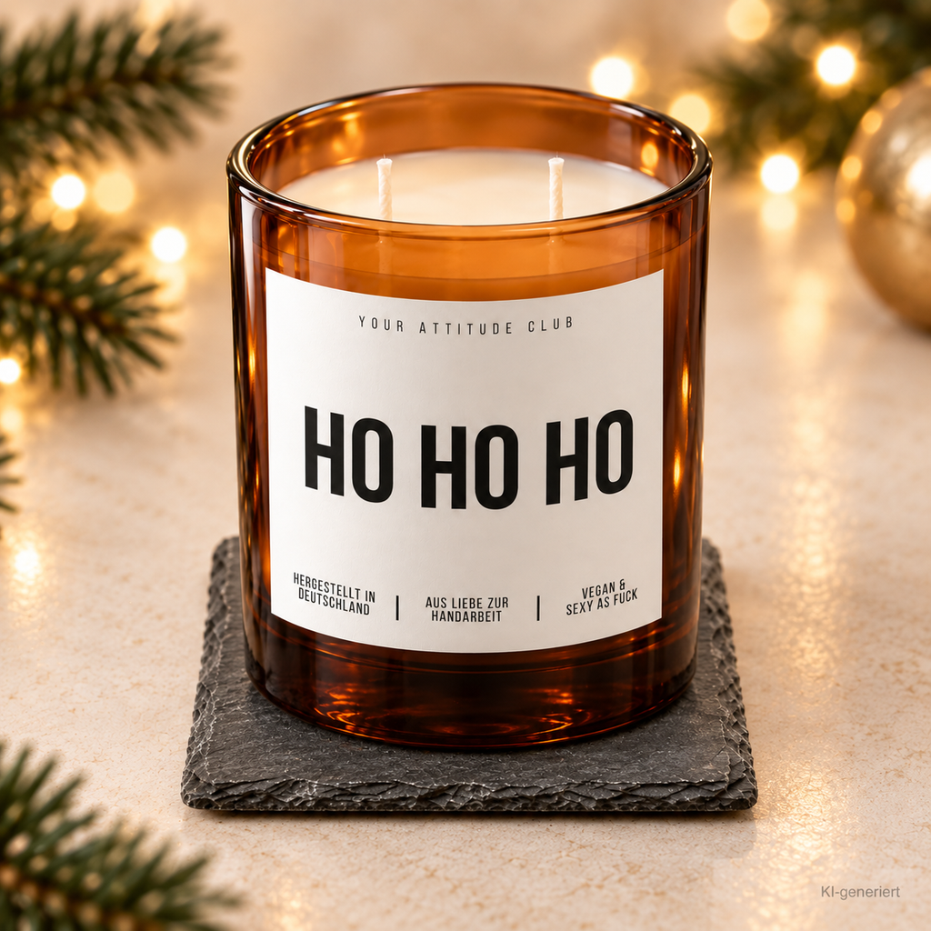 HO HO HO – Weihnachtskerze | Weihnachtsgeschenk | Geschenk für Familie, Freunde & Kolleg:innen | Wichtelgeschenk | Geschenkidee Weihnachten