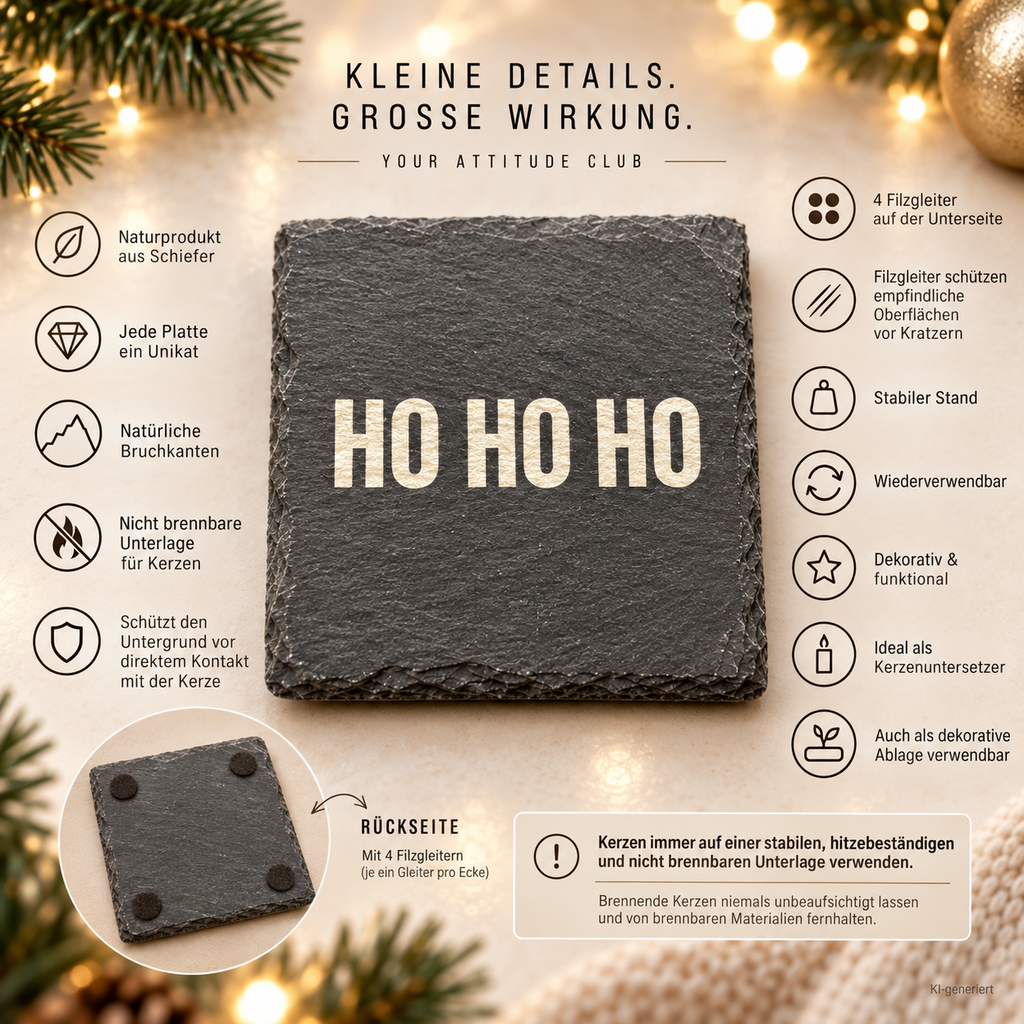 HO HO HO – Weihnachtskerze Naturgras Etikett | Weihnachtsgeschenk | Geschenk für Familie, Freunde & Kolleg:innen | Geschenkidee Weihnachten