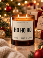 HO HO HO – Weihnachtskerze Naturgras Etikett | Weihnachtsgeschenk | Geschenk für Familie, Freunde & Kolleg:innen | Geschenkidee Weihnachten