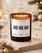HO HO HO – Weihnachtskerze Naturgras Etikett | Weihnachtsgeschenk | Geschenk für Familie, Freunde & Kolleg:innen | Geschenkidee Weihnachten