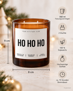 HO HO HO – Weihnachtskerze Naturgras Etikett | Weihnachtsgeschenk | Geschenk für Familie, Freunde & Kolleg:innen | Geschenkidee Weihnachten