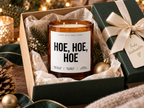 HOE, HOE, HOE – Weihnachtskerze Naturgras Etikett | Weihnachtsgeschenk | lustige Geschenkidee für Freunde, Kolleg:innen & Familie
