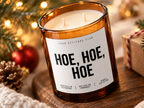 HOE, HOE, HOE – Weihnachtskerze Naturgras Etikett | Weihnachtsgeschenk | lustige Geschenkidee für Freunde, Kolleg:innen & Familie