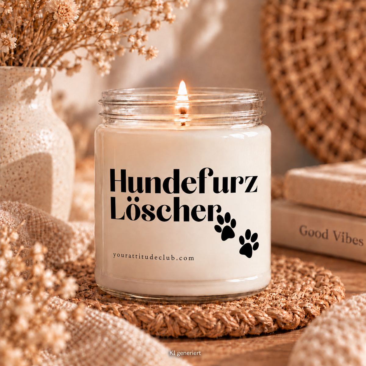 Hundefurz Löscher Kerze mit Pfötchen – lustige Candle für Hundebesitzer, witziges Geschenk, Sojawachs Duftkerze, Fun Candle, Geschenkidee Tierfreunde Your Attitude Club