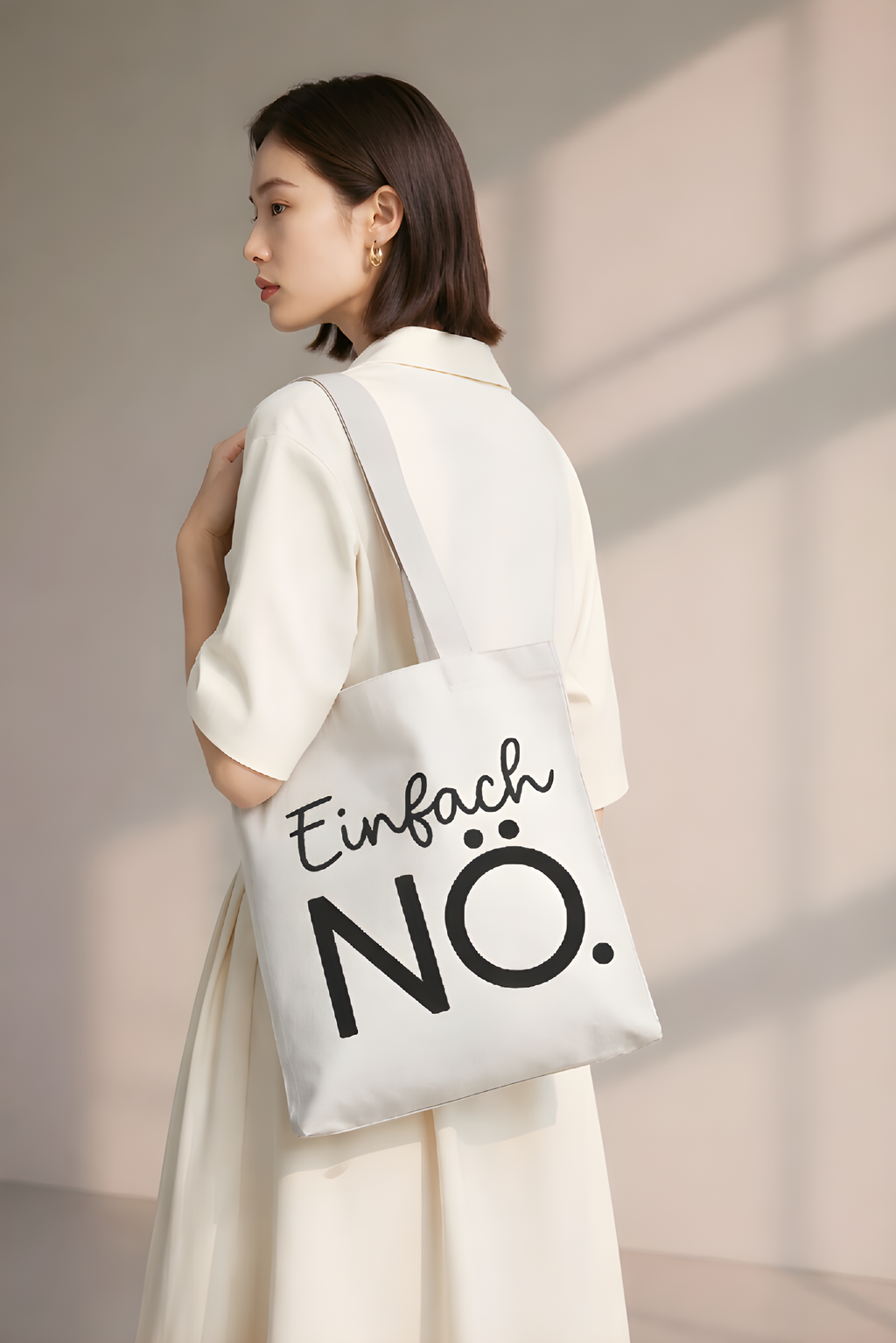 Simply NÖ. Cotton bag beige jute bag with saying fabric bag with text gift for women girlfriend shopping bag shoulder bag sustainable
