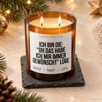 ICH BIN DIE: “OH DAS HABE ICH MIR IMMER GEWÜNSCHT” LÜGE – Weihnachtskerze Naturgras Etikett | Weihnachtsgeschenk | lustige Geschenkidee für Familie & Freunde