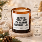 ICH BIN DIE: “OH DAS HABE ICH MIR IMMER GEWÜNSCHT” LÜGE – Weihnachtskerze Naturgras Etikett | Weihnachtsgeschenk | lustige Geschenkidee für Familie & Freunde