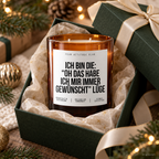 ICH BIN DIE: “OH DAS HABE ICH MIR IMMER GEWÜNSCHT” LÜGE – Weihnachtskerze Naturgras Etikett | Weihnachtsgeschenk | lustige Geschenkidee für Familie & Freunde