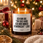 ICH BIN DIE: “OH DAS HABE ICH MIR IMMER GEWÜNSCHT” LÜGE – Weihnachtskerze Naturgras Etikett | Weihnachtsgeschenk | lustige Geschenkidee für Familie & Freunde