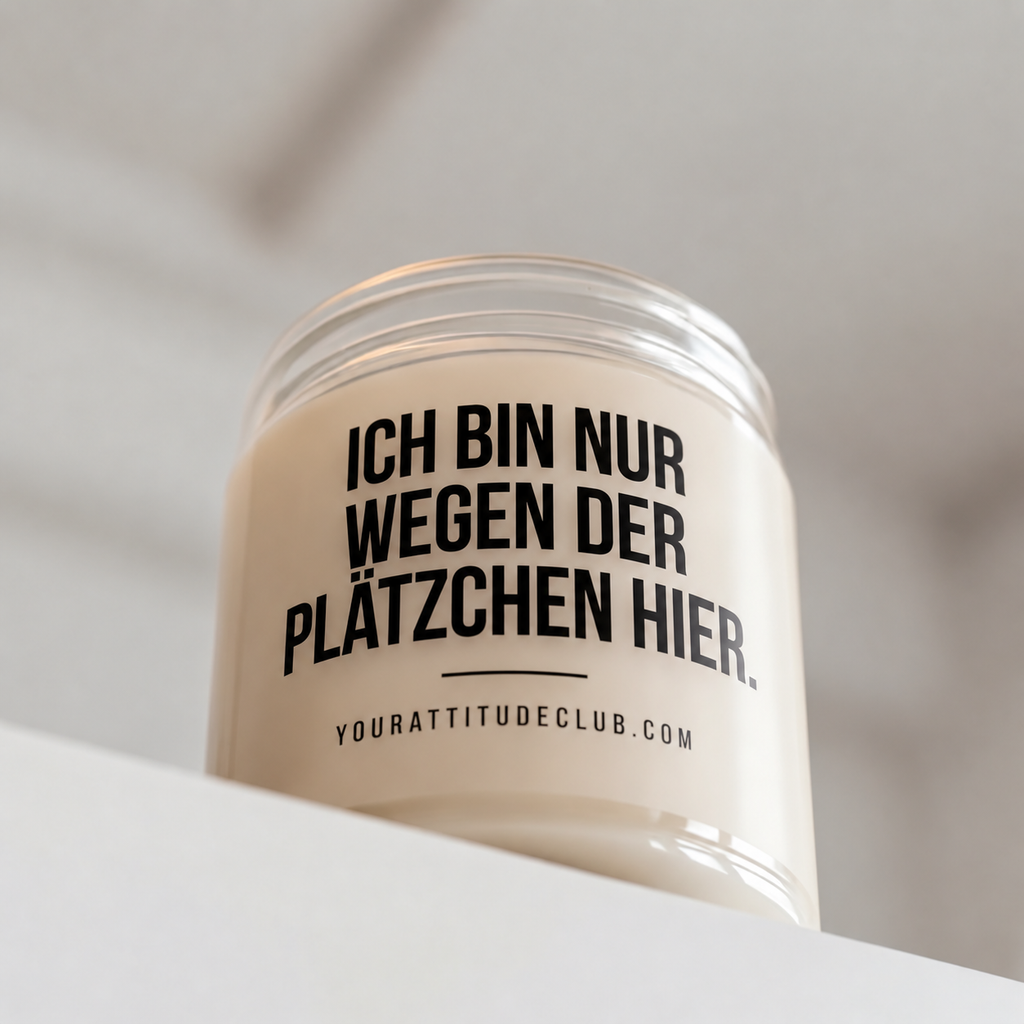 ICH BIN NUR WEGEN DER PLÄTZCHEN HIER. | Weihnachtskerze, lustiges Weihnachtsgeschenk, Wichtelgeschenk, Geschenk für Freundin, Kollegin, Schwester