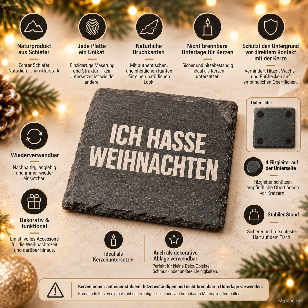 ICH HASSE WEIHNACHTEN – Weihnachtskerze | lustiges Weihnachtsgeschenk | Wichtelgeschenk | Geschenk für Freunde, Kolleg:innen & Familie