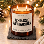 ICH HASSE WEIHNACHTEN – Weihnachtskerze | lustiges Weihnachtsgeschenk | Wichtelgeschenk | Geschenk für Freunde, Kolleg:innen & Familie