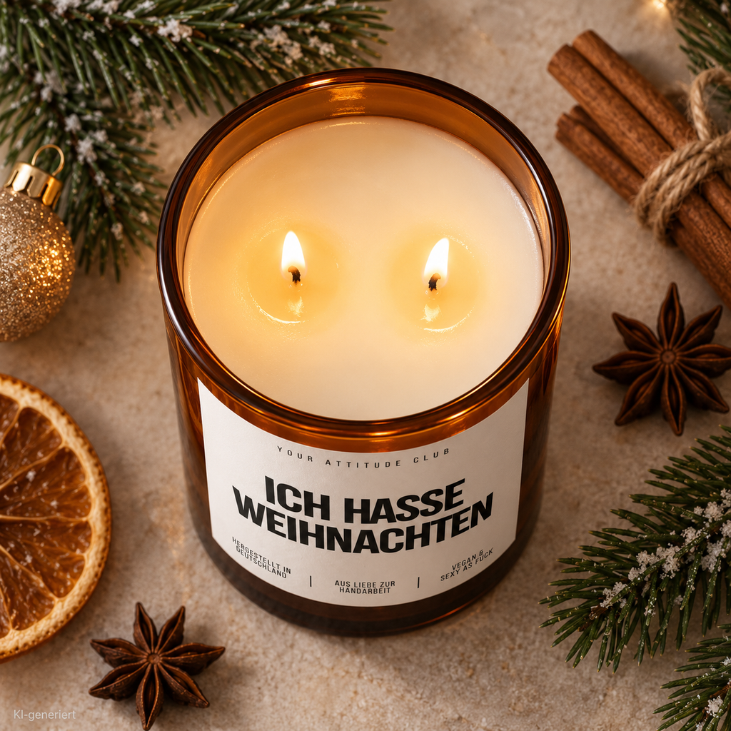 ICH HASSE WEIHNACHTEN – Weihnachtskerze | lustiges Weihnachtsgeschenk | Wichtelgeschenk | Geschenk für Freunde, Kolleg:innen & Familie