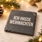 ICH HASSE WEIHNACHTEN – Weihnachtskerze Naturgras Etikett | lustiges Weihnachtsgeschenk | Geschenk für Kolleg:innen, Freunde & Familie | Wichtelgeschenk