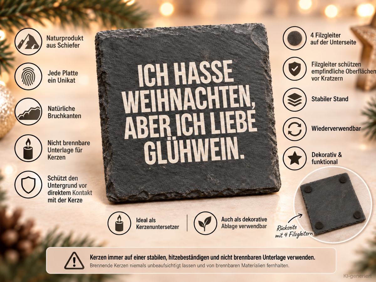 ICH HASSE WEIHNACHTEN, ABER ICH LIEBE GLÜHWEIN. – Weihnachtskerze | Lustiges Weihnachtsgeschenk | Geschenkidee für Freunde, Kolleg:innen & Glühwein-Fans