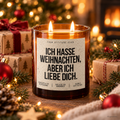 ICH HASSE WEIHNACHTEN, ABER ICH LIEBE DICH. – Weihnachtskerze Naturgras Etikett | Weihnachtsgeschenk für Partner:in | Geschenkidee Weihnachten