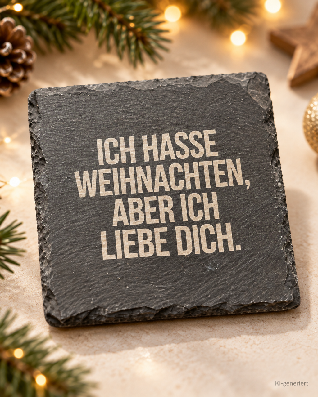 ICH HASSE WEIHNACHTEN, ABER ICH LIEBE DICH. – Weihnachtskerze Naturgras Etikett | Weihnachtsgeschenk für Partner:in | Geschenkidee Weihnachten