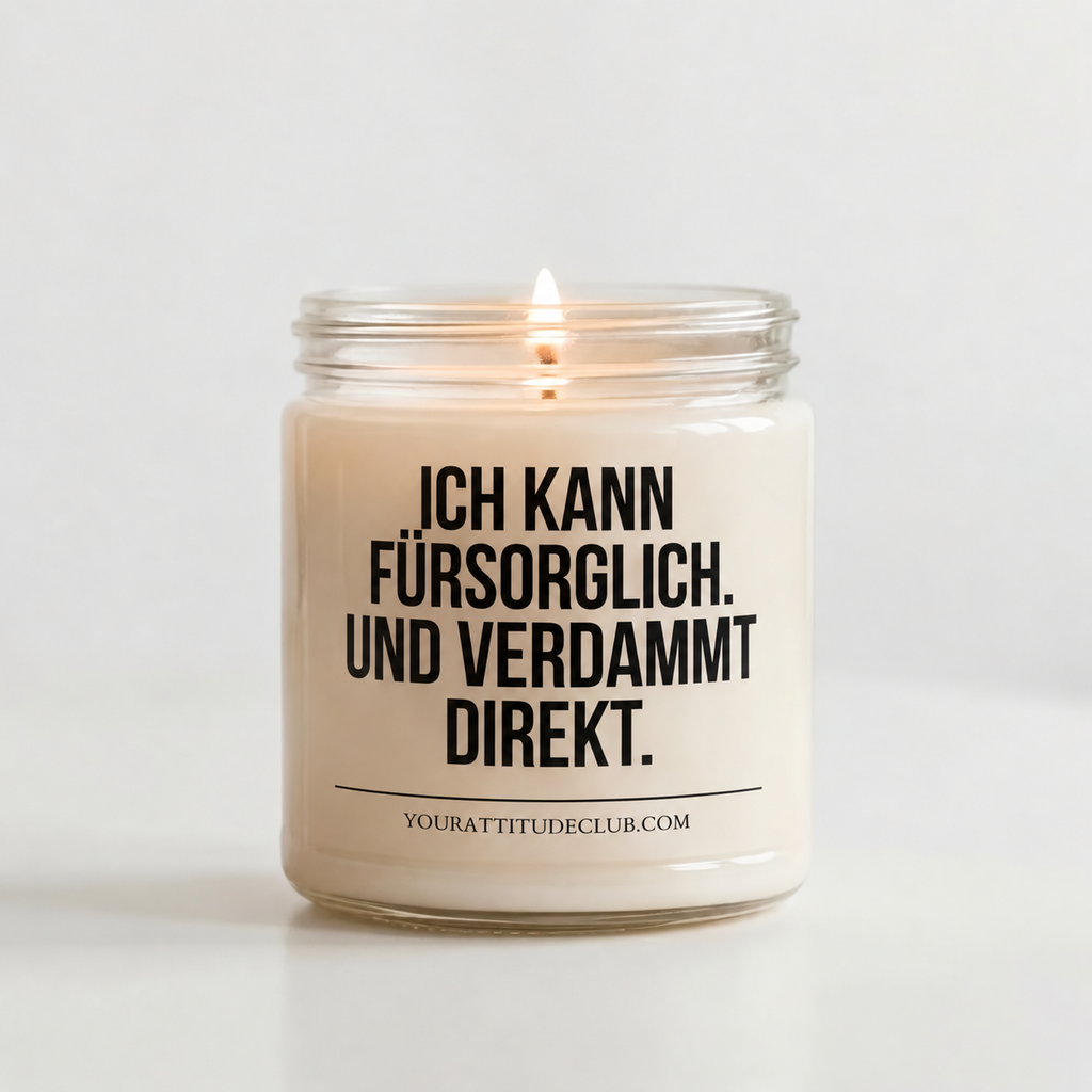 ICH KANN FÜRSORGLICH. UND VERDAMMT DIREKT. | Kerze Pflegefachkraft, Geschenk Pflege, Krankenschwester, Pfleger, Pflegepersonal