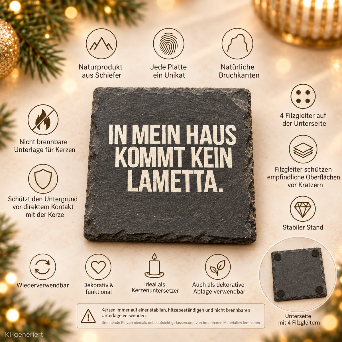IN MEIN HAUS KOMMT KEIN LAMETTA. – Weihnachtskerze | Lustiges Weihnachtsgeschenk | Geschenk für Freunde, Familie & Kolleg:innen | Geschenkidee Weihnachten