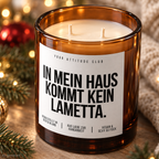 IN MEIN HAUS KOMMT KEIN LAMETTA. – Weihnachtskerze Naturgras Etikett | Weihnachtsgeschenk | Wichtelgeschenk | Geschenkidee Weihnachten