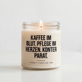 KAFFEE IM BLUT. PFLEGE IM HERZEN. KONTER PARAT. | Kerze Pflegefachkraft, Geschenk Pflege, Krankenschwester, Pfleger, Pflegepersonal, Examen