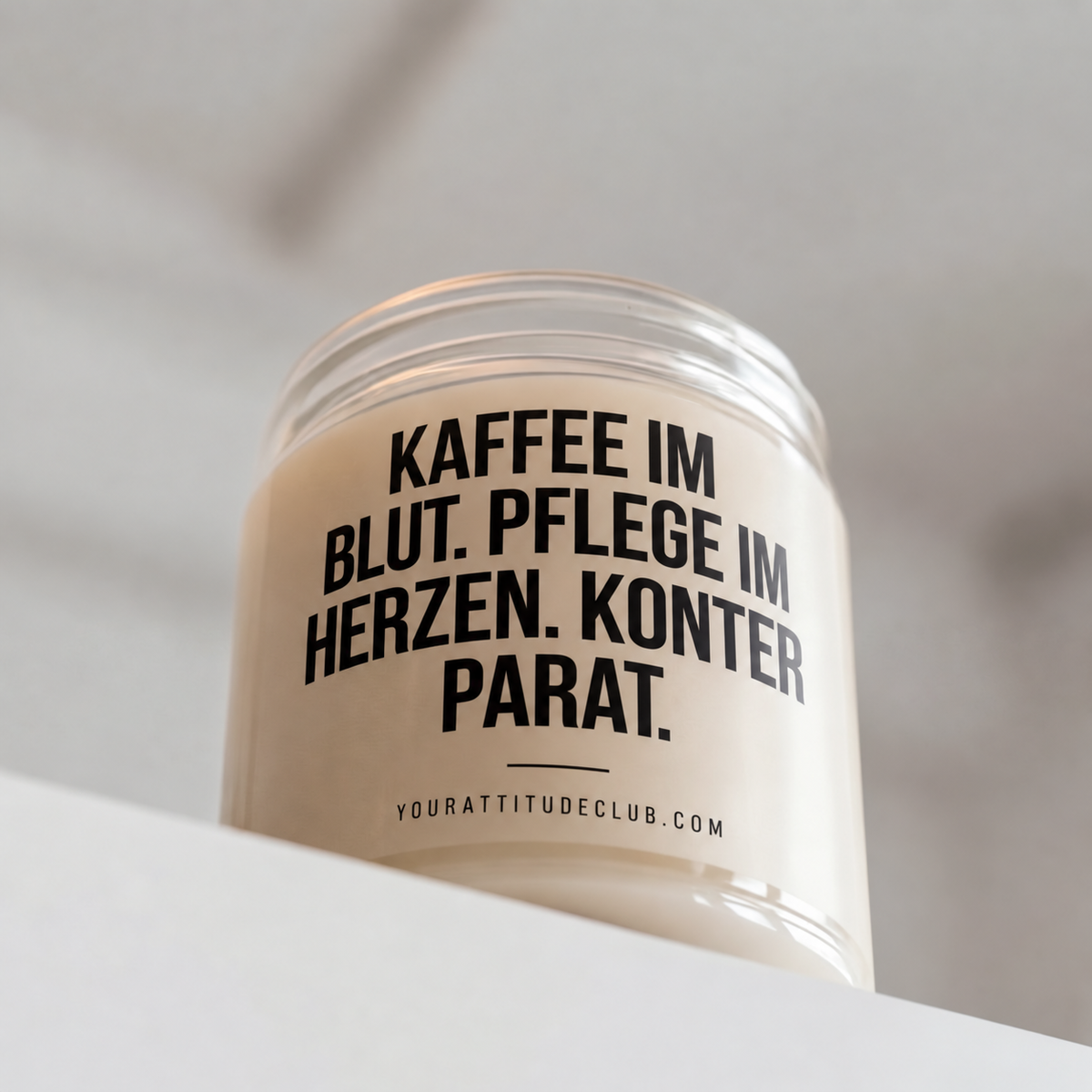KAFFEE IM BLUT. PFLEGE IM HERZEN. KONTER PARAT. | Kerze Pflegefachkraft, Geschenk Pflege, Krankenschwester, Pfleger, Pflegepersonal, Examen