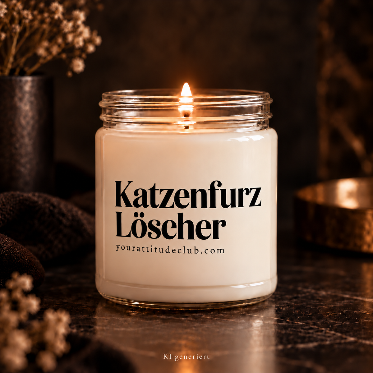 Katzenfurz Löscher Kerze – lustige Candle für Katzenliebhaber, witziges Geschenk, Sojawachs Kerze, Fun Candle, Geschenkidee für Tierfreunde Your Attitude Club