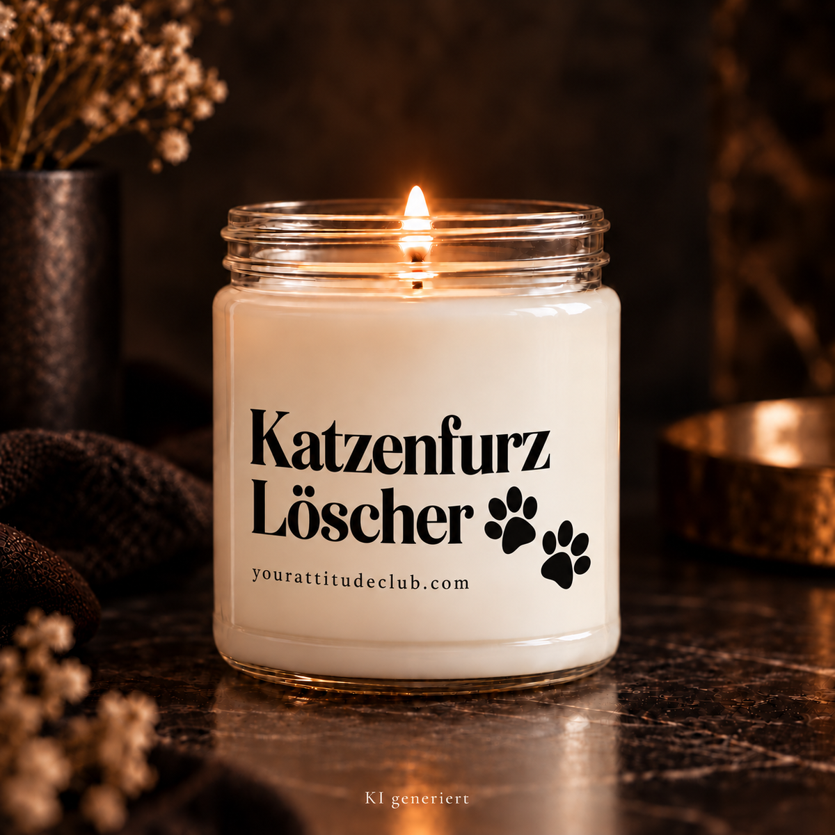 Katzenfurz Löscher mit Pfoten Kerze – lustige Candle für Katzenliebhaber, witziges Geschenk, Sojawachs Duftkerze, Fun Candle, Geschenkidee Tierfreunde Your Attitude Club