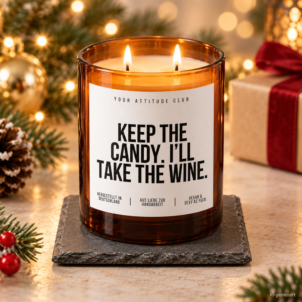 KEEP THE CANDY. I’LL TAKE THE WINE. – Weihnachtskerze | Weihnachtsgeschenk | Geschenk für Freundin, Kollegin & Weinliebhaber | Geschenkidee Weihnachten
