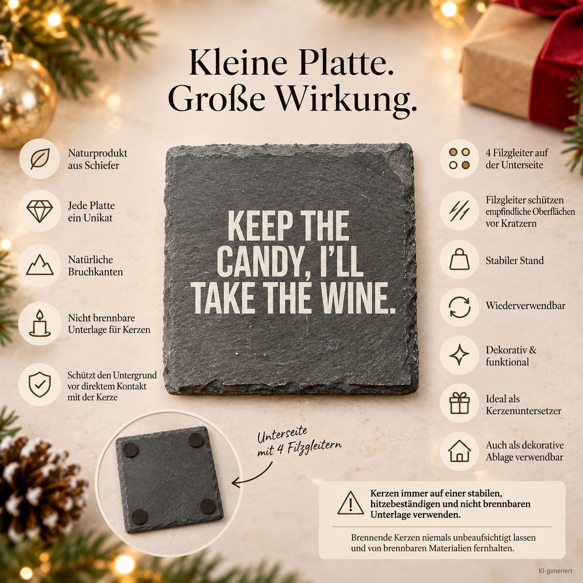 KEEP THE CANDY. I’LL TAKE THE WINE. – Weihnachtskerze | Weihnachtsgeschenk | Geschenk für Freundin, Kollegin & Weinliebhaber | Geschenkidee Weihnachten
