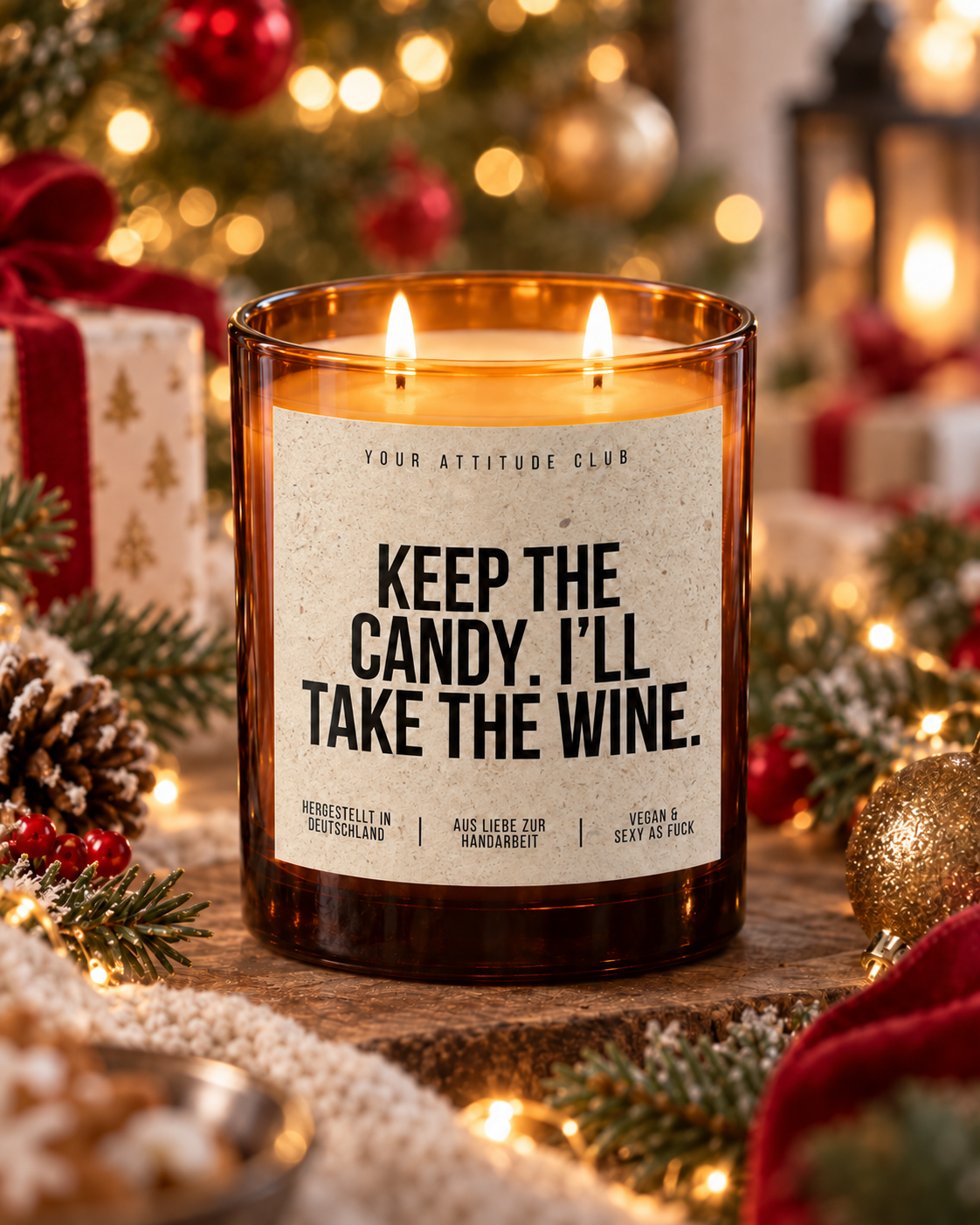 KEEP THE CANDY. I’LL TAKE THE WINE. – Weihnachtskerze | Weihnachtsgeschenk | Geschenk für Freundin, Kollegin & Weinliebhaber | Geschenkidee Weihnachten