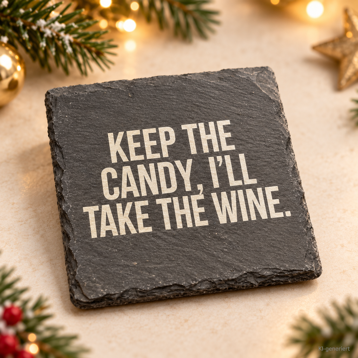 KEEP THE CANDY. I’LL TAKE THE WINE. – Weihnachtskerze Naturgras Etikett | Weihnachtsgeschenk | Geschenk für Freunde | Geschenkidee Weihnachten