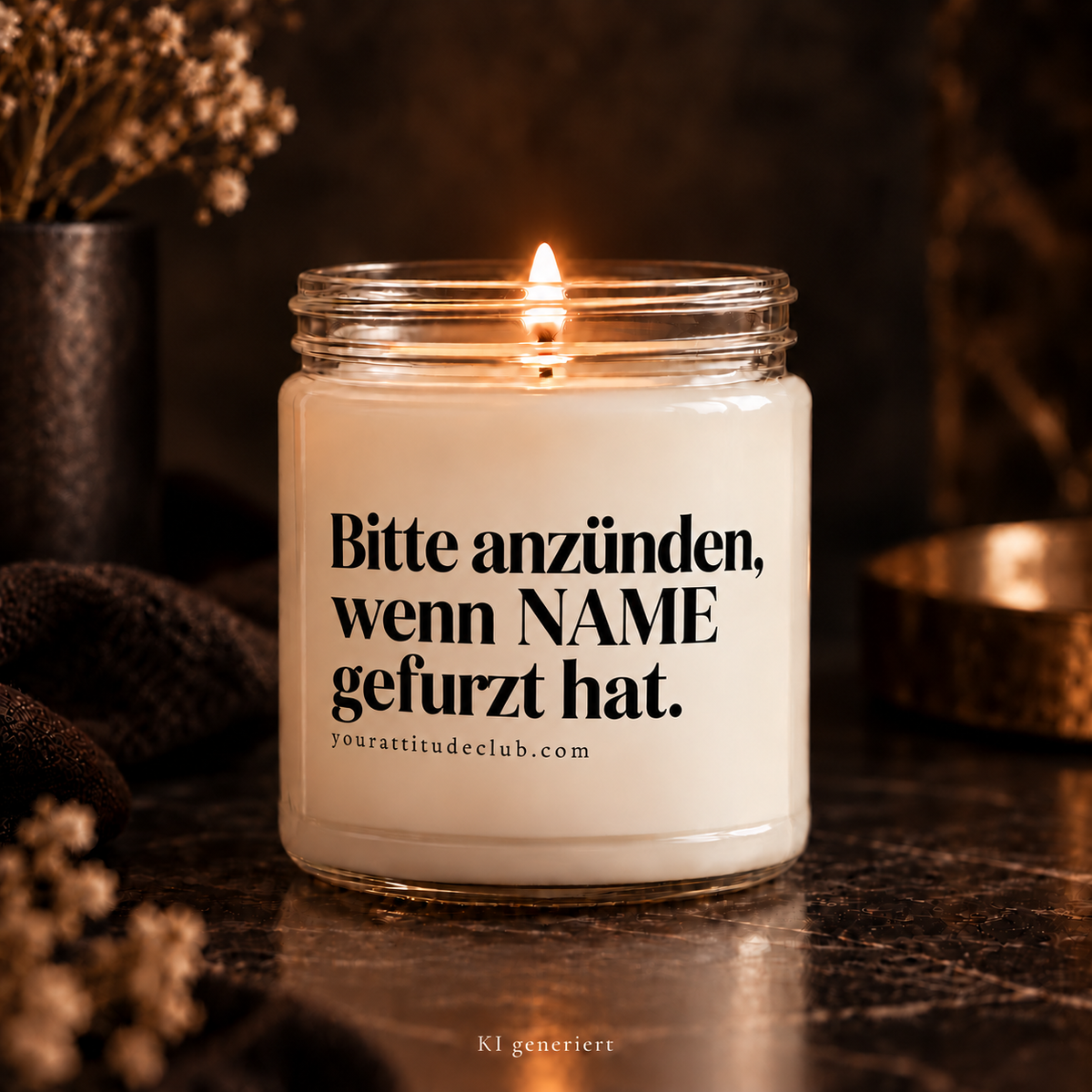 Bitte anzünden wenn NAME gefurzt hat Kerze – personalisierte Spruchkerze lustiges Geschenk witzige Candle Handmade Sojawachs von Your Attitude Club