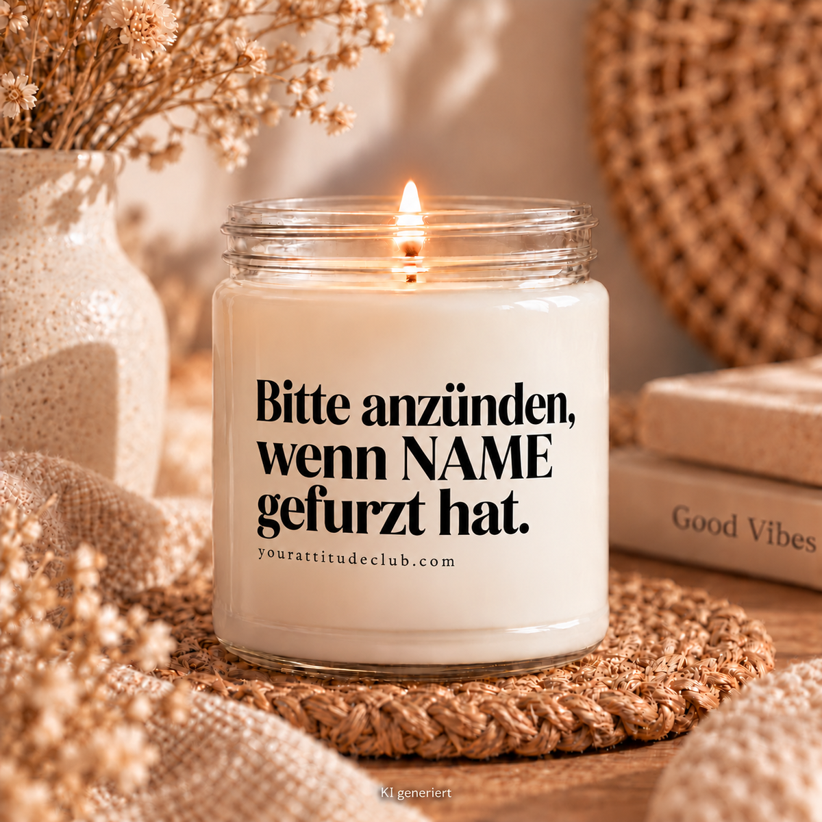 Bitte anzünden wenn NAME gefurzt hat Kerze – personalisierte Spruchkerze lustiges Geschenk witzige Candle Handmade Sojawachs von Your Attitude Club