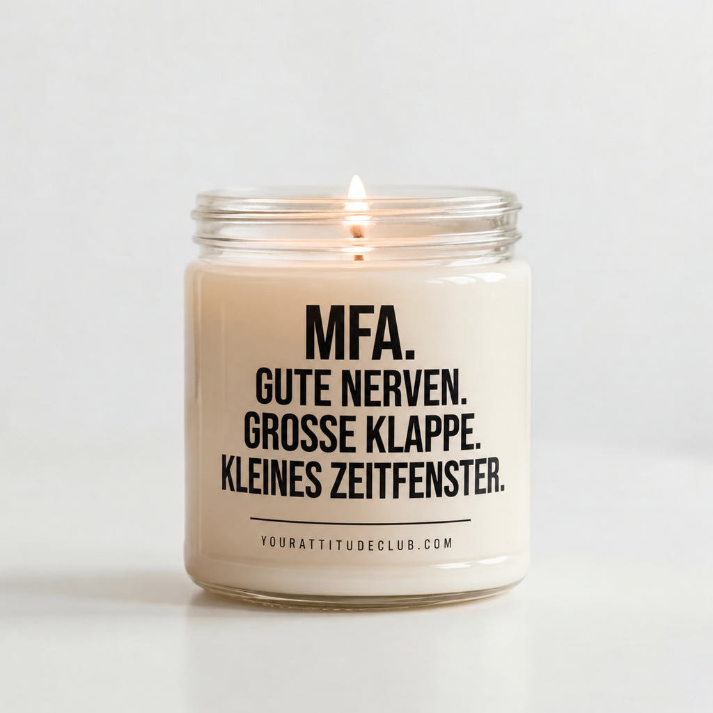 MFA. GUTE NERVEN. GROSSE KLAPPE. KLEINES ZEITFENSTER. | Kerze Pflegefachkraft, Geschenk Pflege, Pflegepersonal, Krankenschwester, Pfleger