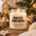 MEIN FEST. MEINE REGELN. | Weihnachtskerze, lustiges Weihnachtsgeschenk, Wichtelgeschenk, Geschenk für Freundin, Schwester, Kollegin, Mama