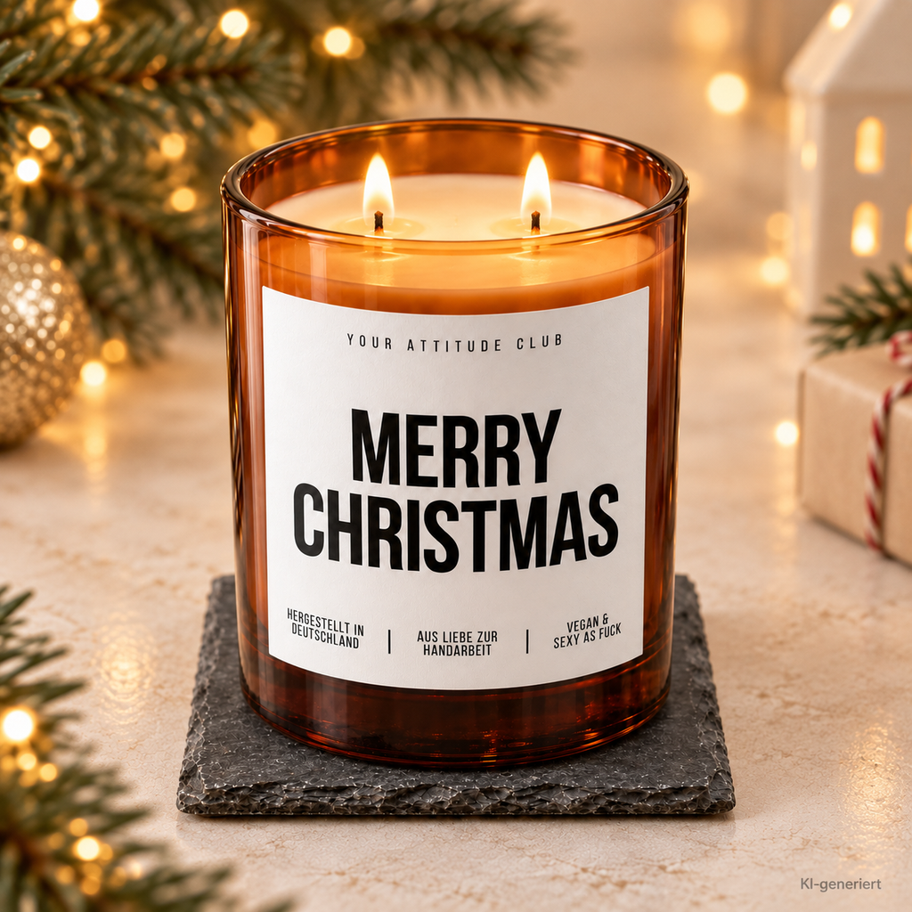 MERRY CHRISTMAS – Weihnachtskerze Naturgras Etikett | Weihnachtsgeschenk | Geschenk für Familie, Freunde & Kollegen | Geschenkidee Weihnachten